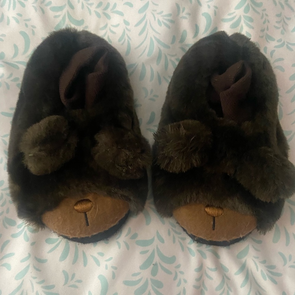 L.L. Bean Brown Bear Kids Slippers